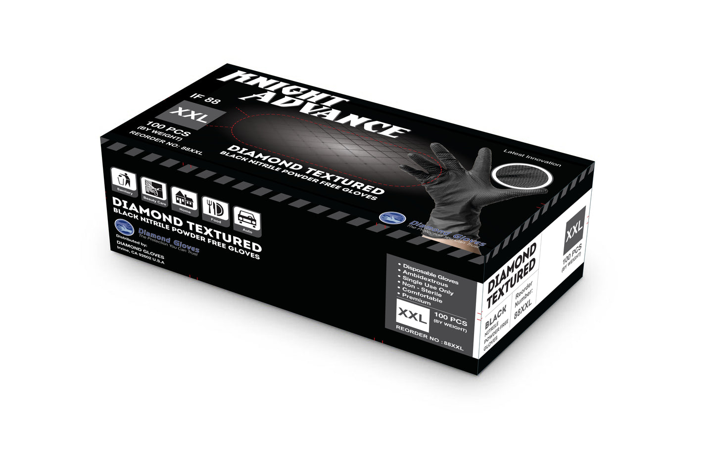 Diamond Glove 8 mil Case of 1000 gloves Diamond Textured